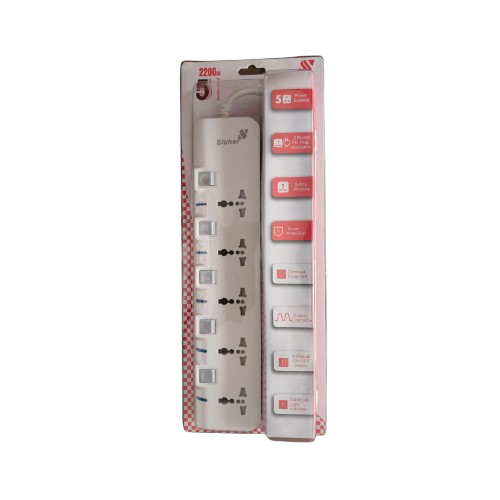 5-WAY 5MTR EXTENSION SOCKET SICHER